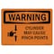 Signmission OSHA WARNING Sign, Cylinder May Cause Pinch Points W/ Symbol, 7in X 5in Decal, 5" W, 7" L, Landscape OS-WS-D-57-L-12033 - alternate 1
